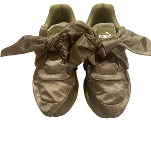 Puma x Fenty by Rihanna Bow Olive Green Satin Shoes Size 8